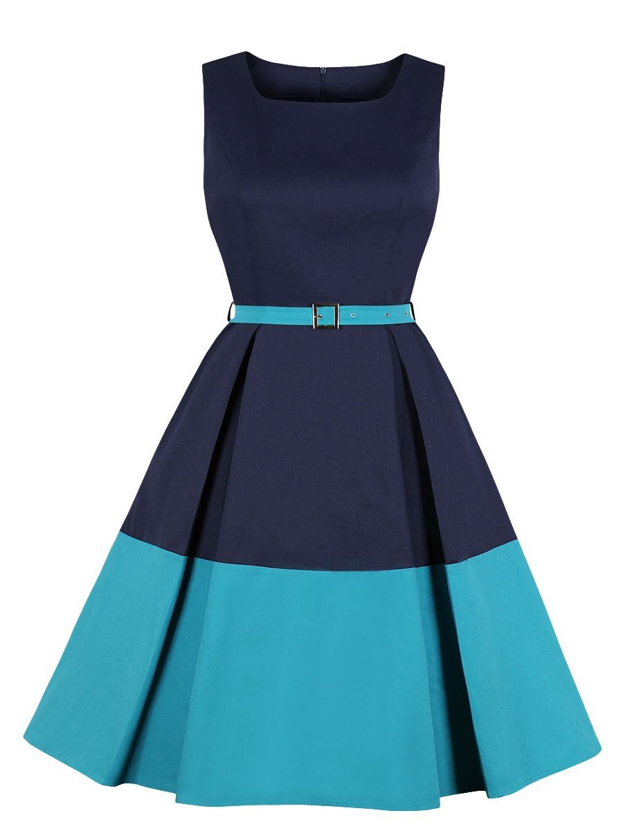 1950s Dress Patchwork Retro Style Sleeveless Dress