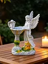 Solar Powered Garden Statue with RGB Light Hand Paint Lawn Ornament Waterproof Solar Fairy Decoration Statue for Patio Lawn Yard Outdoor Decor