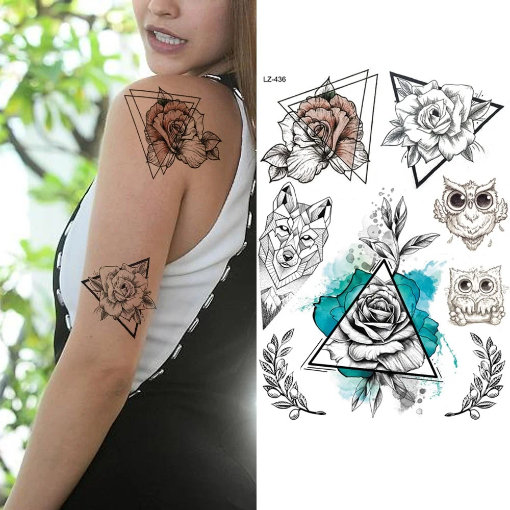 Watercolor Lavender Reed Morning Glory Flower Tattoos Temporary Women Sexy Custom Tattoo Stickers Flash Fake Girls Tato Ankle