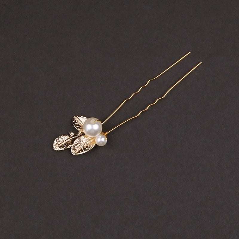 Women’s IG Style Leaves Alloy Pearl Hairpin