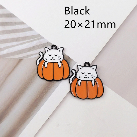 Bulk 10 30 Halloween Pumpkin Charm Pendant,Cartoon Animal Black Cat Enamel Charms For Handmade Earring Necklace Bracelet Diy Jewelry