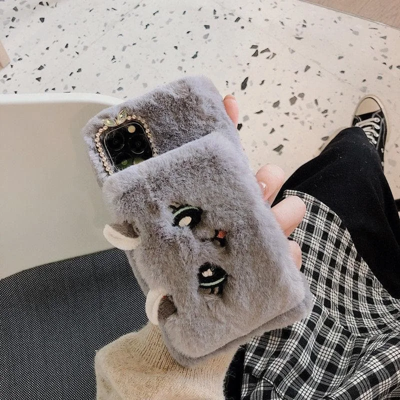 Furry Wrist Cat Embroidery Iphone Phone Case SP15211