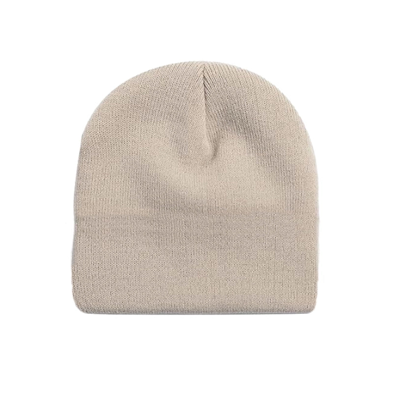 Brimless Knitted Beanie No Flanging Solid Color Light Board Hat With Embroidery