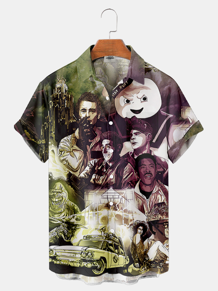 Men'S Classic Monster Movie Printed Shirt PLUSCLOTHESMAN