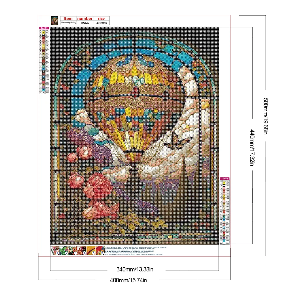 Diamond Painting - Full Round Drill - Stained Glass Hot Air Balloon(40*50cm)