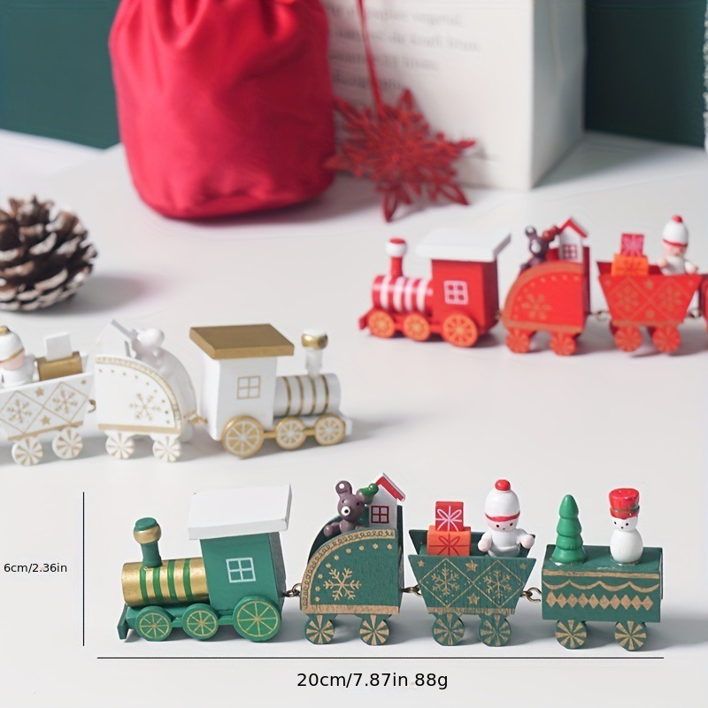 Tegooe Classic Wooden Christmas Train Ornament - Tabletop Holiday Decor