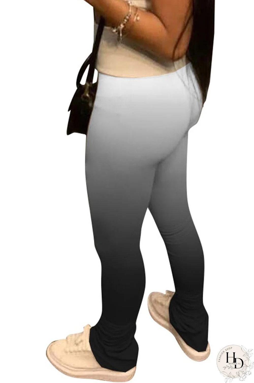 purple Black Orange Yellow purple Elastic Fly High Gradient Boot Cut Pants Bottoms