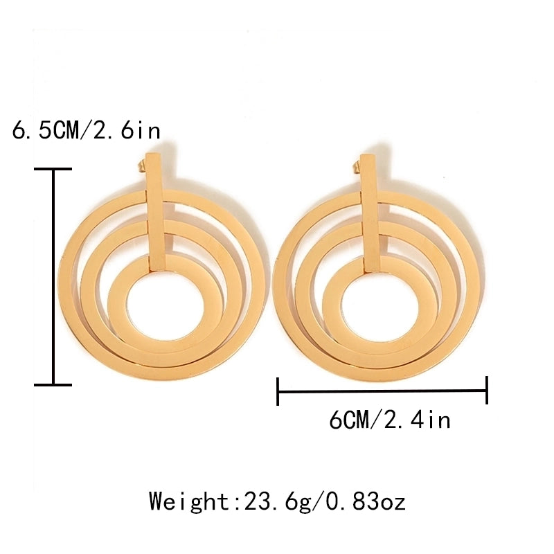 1 Pair Exaggerated Minimalist Round Plating 304 Stainless Steel 14K Gold Plated Drop Earrings