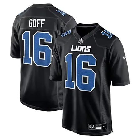 Youth Detroit Lions #16 Jared Goff  Carbon Black Fashion Game Jersey