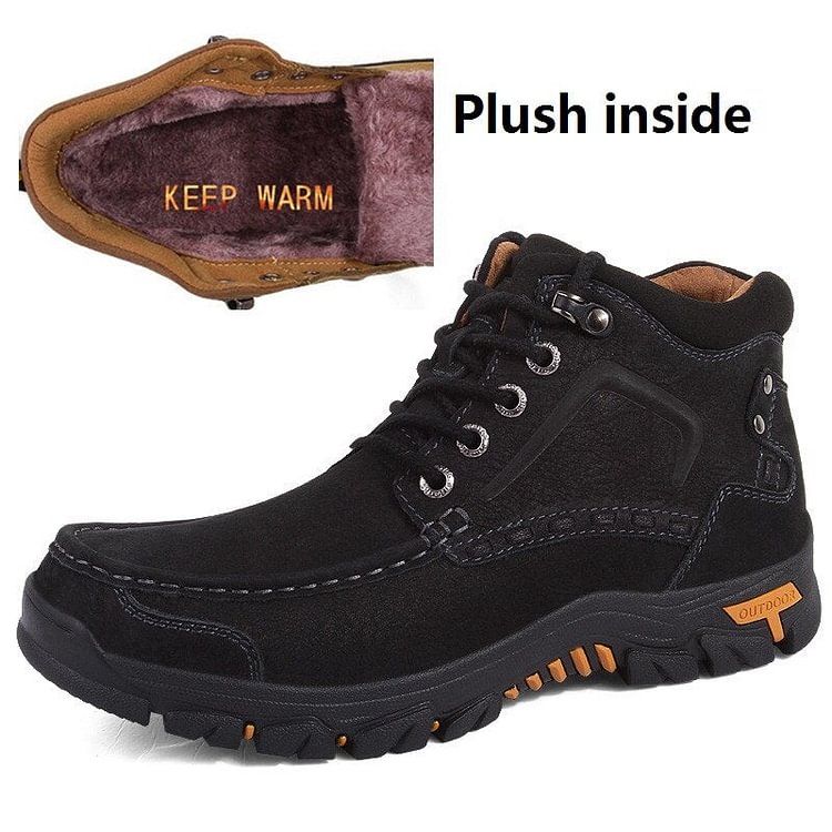 New Plush Super Warm Men's Winter Shoes Cow Leather Ankle Boots for Men Winter Snow Boots Male Casual Autumn Big Size 38-47