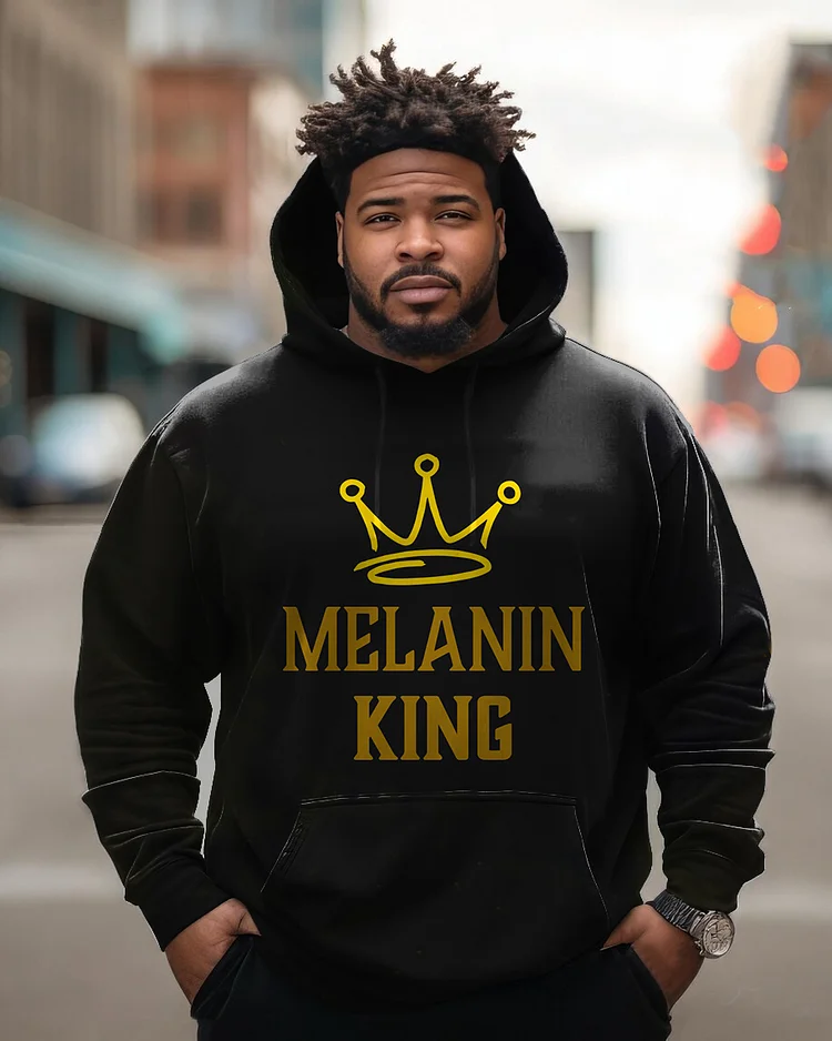 Men's Plus Size Melanin King Long Sleeve Hoodie