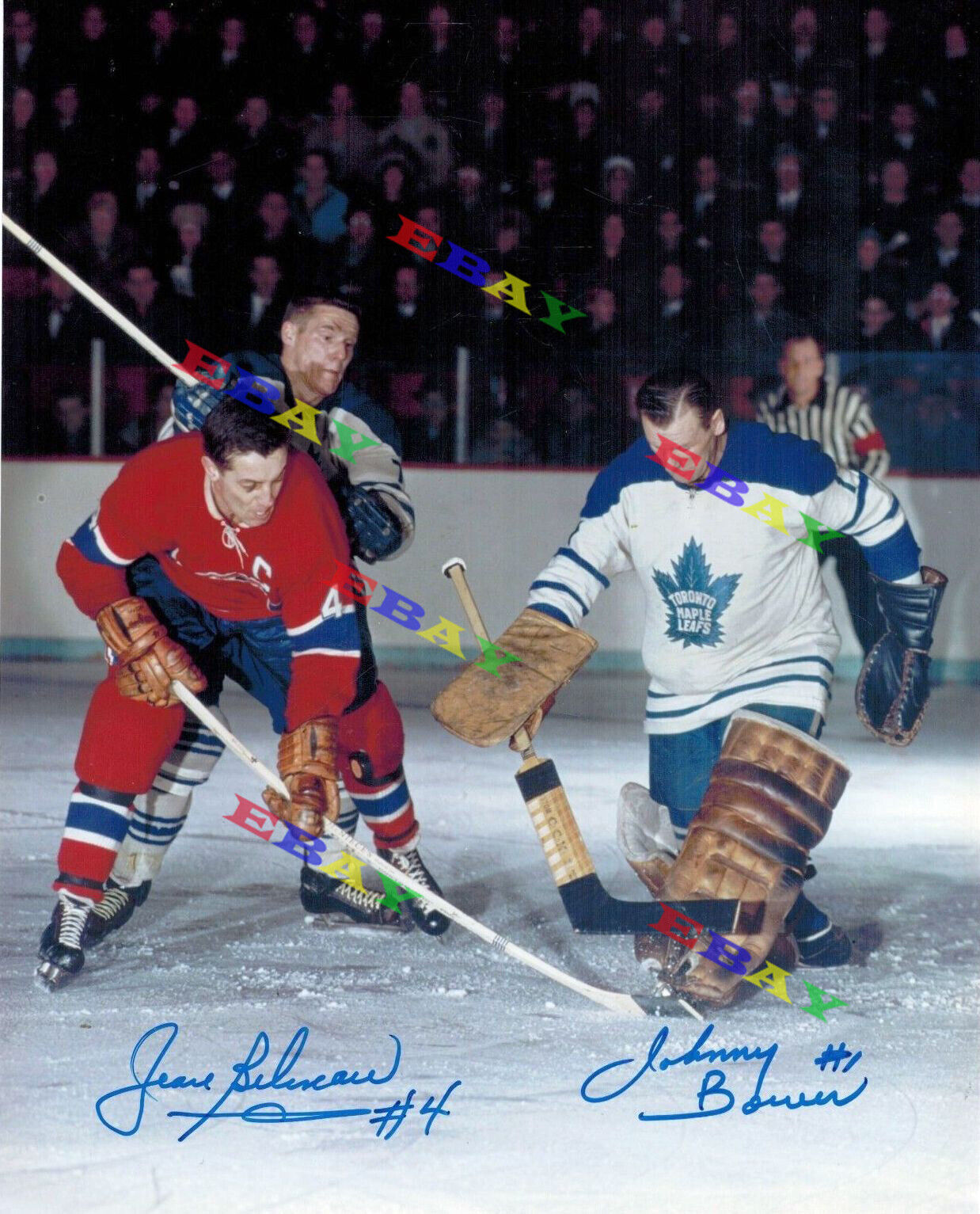 Jean Beliveau & Johnny Bower Signed Autographed 8x10 Photo Poster painting Reprint