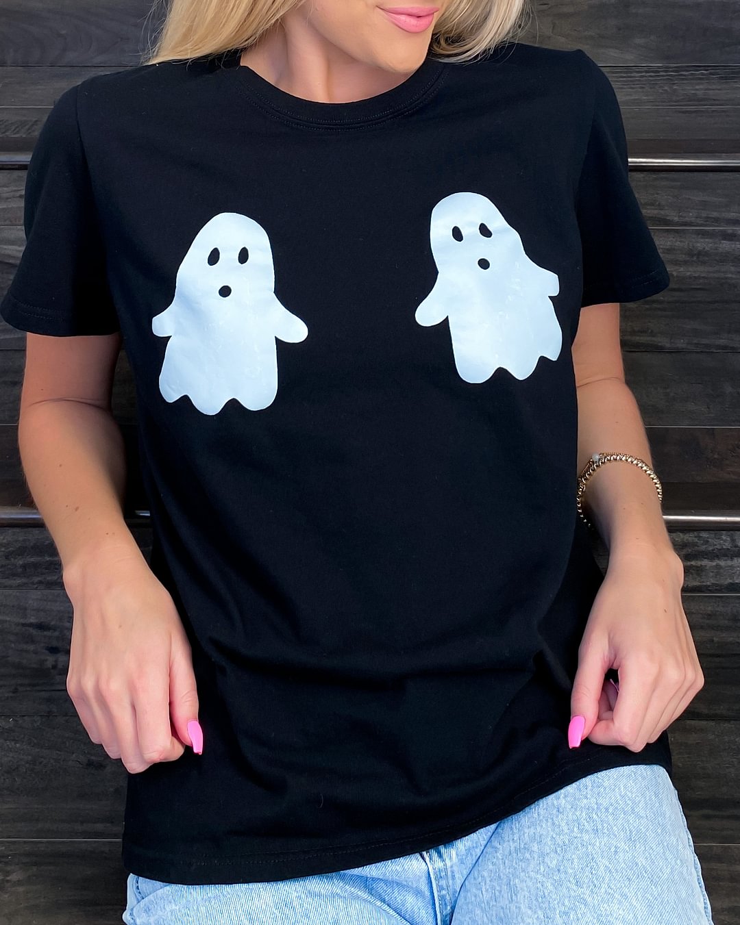 Little Ghost ​Printed Casual Women T-shirt - Krazyskull