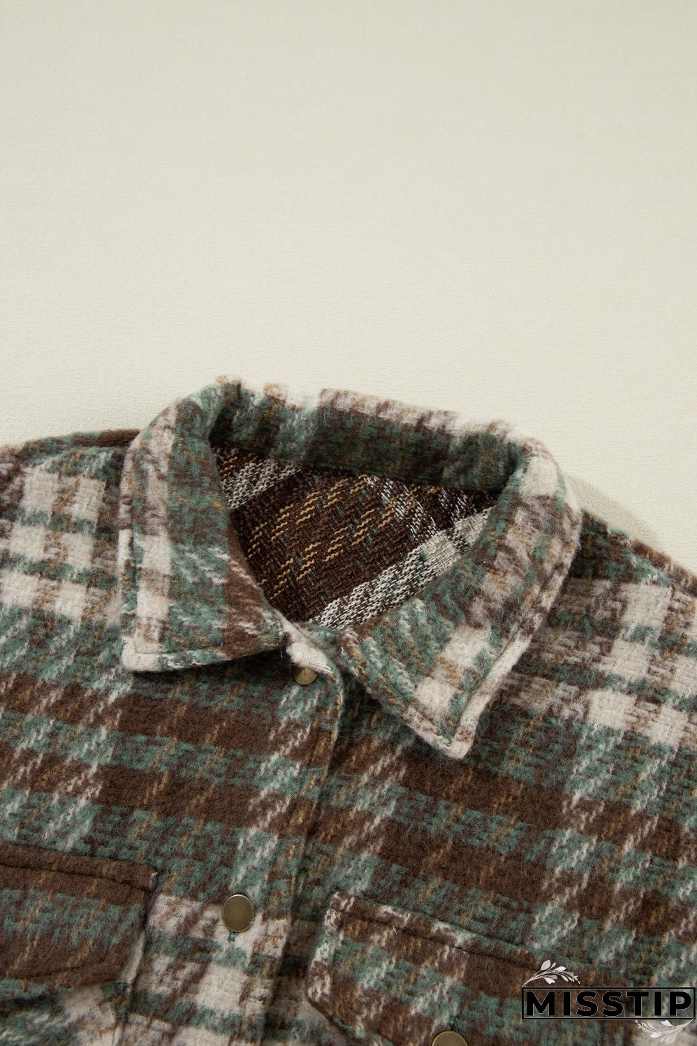 Plus Size Soft Plaid Button Down Jacket
