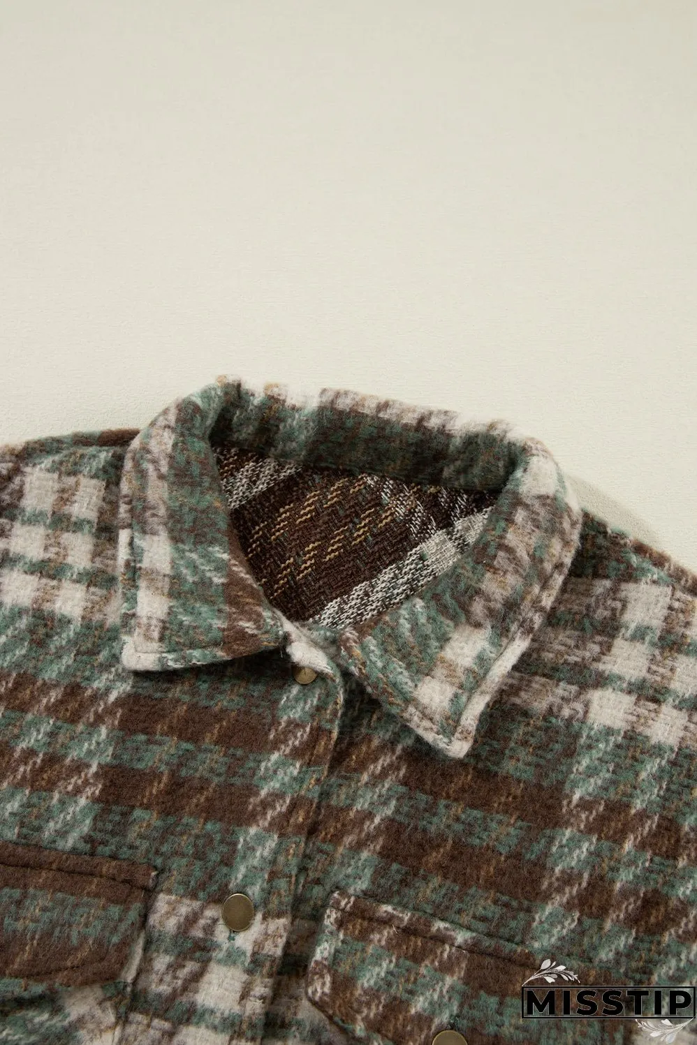 Plus Size Soft Plaid Button Down Jacket