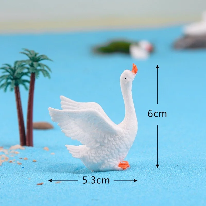 Black White Mini Cute Goose Swan Model Aquariums Ornaments Fairy Garden Decoration Miniature Figurine DIY Cake Decoration  Home