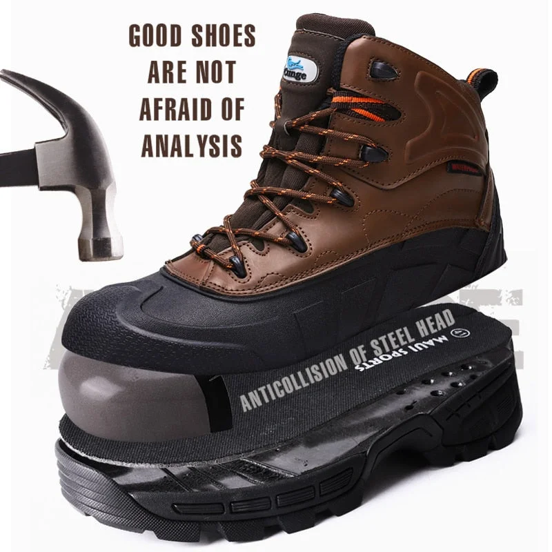 Safety Work Boots For Men Winter Security Ankle Shoes Anti-smashing Steel Toe Cap Boots Men Construction Work Boots
