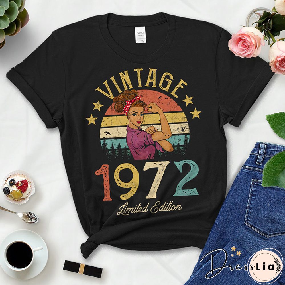 Vintage Retro 1972 Limited Edition Summer Fashion Outfits Women T Shirts 50th 50 Years Old Birthday Party Ladies Clothes Tshirt