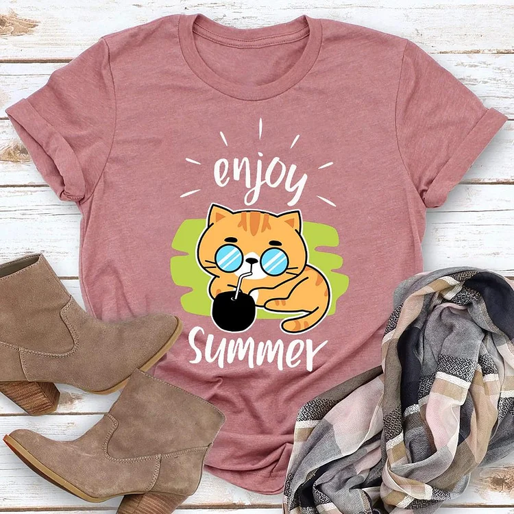 Enjoy summer T-shirt Tee -01848-Annaletters