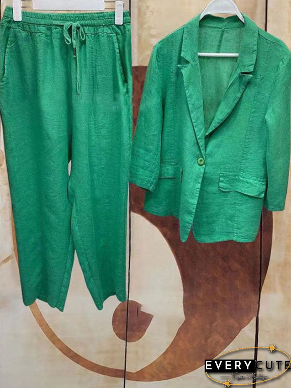 Temperament Women Solid Two Pieces Suit