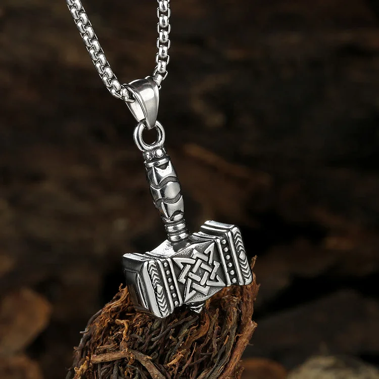 Coutureaura Vintage Mjolnir Thor's Hammer Power Necklace