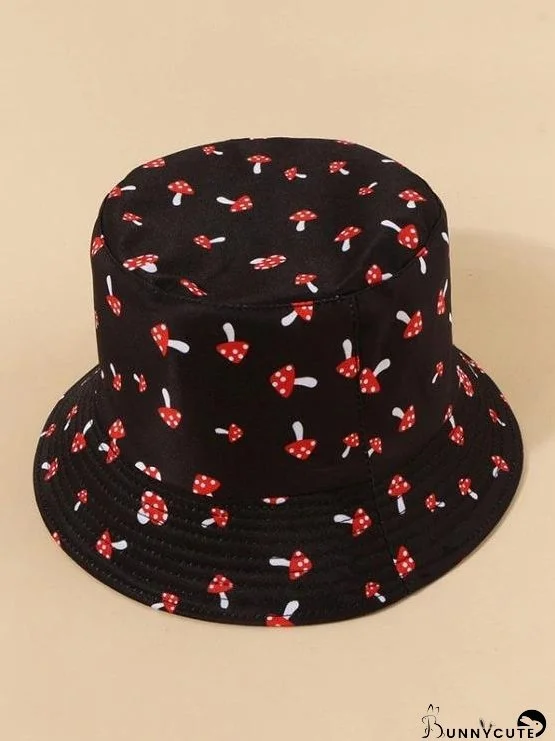 Women's Cute Mushroom Print Reversible Bucket Hat for All-Day Comfort Economic Shipping on Qualifying Orders Use Code Mylook for Extra Savings