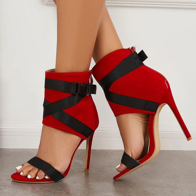 Pointed Toe Stiletto High Heels Back Zipper Dress Sandals