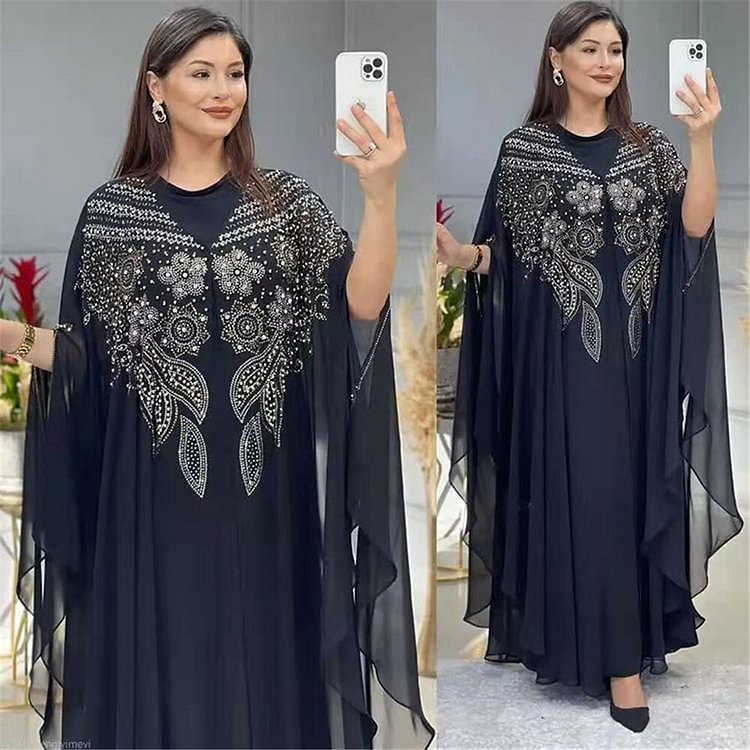 African Americans fashion Abayas For Women Dubai Luxury 2022 Chiffon Boubou Muslim Fashion Dress Caftan Marocain Wedding Party Occasions Djellaba Femme Ankara Style QueenFunky