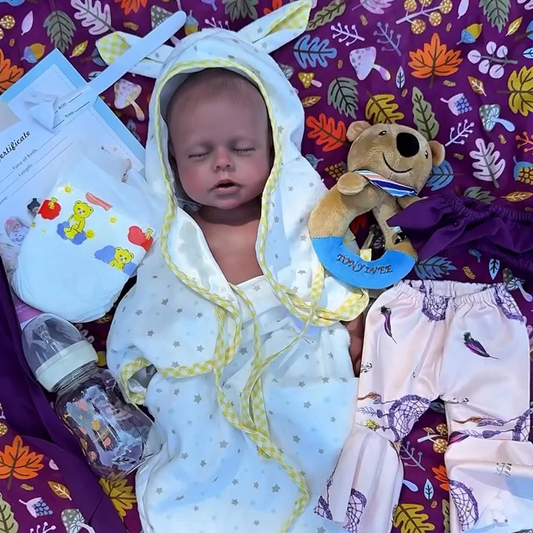 Babeside Lucy 12"/16'' Realistic Silicone Sleeping Baby African American Little Infant Girl Physical and Mental Accompaniment