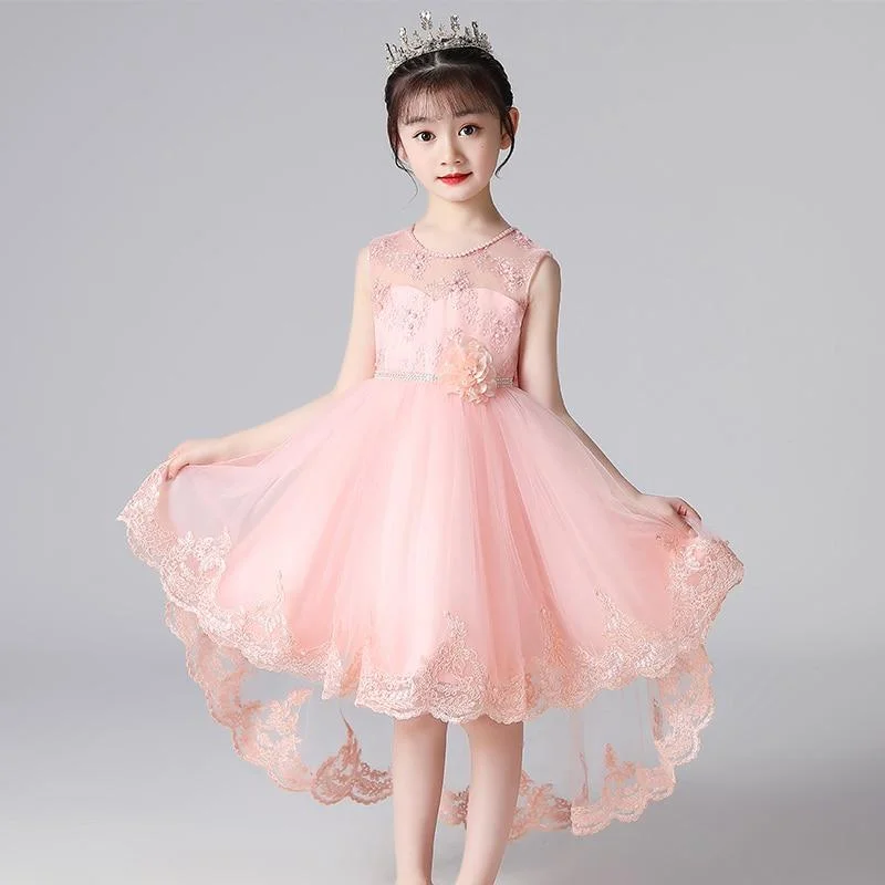 Kids Dress For Girls Costumes Wedding Birthday Party Tailing Evening Elegant Princess Mesh Sequined Sleeveless Children Dress