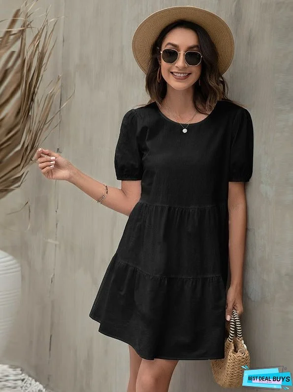 A-line Skirt Puff Sleeve European Dress