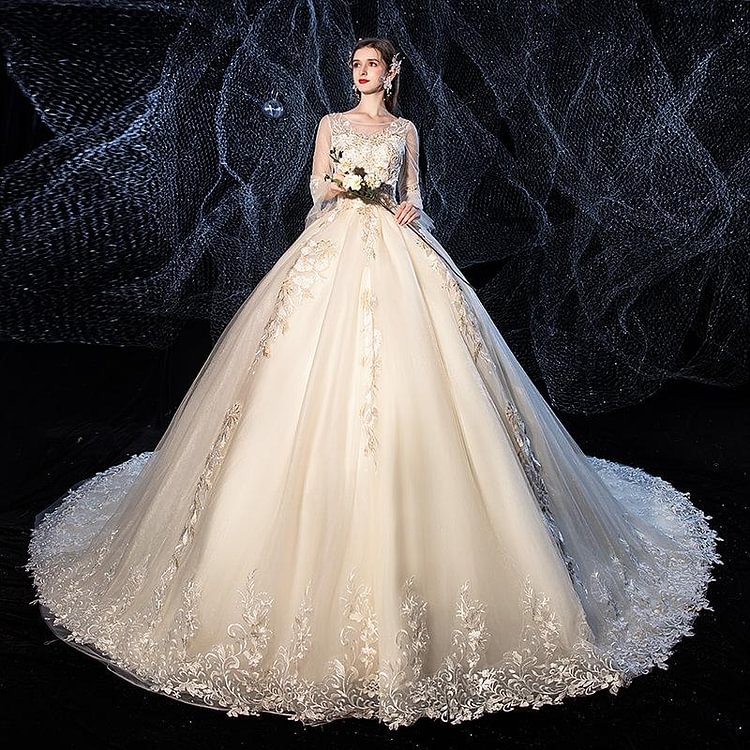 Promsstyle Exquisite embroideried long sleeves mopping wedding gown