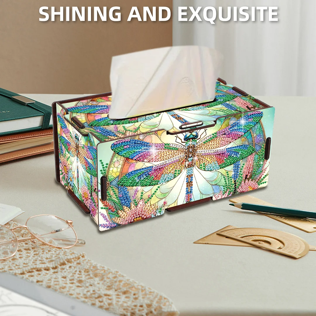 Wooden Diamond Painting Tissue Box for Home and Office Decoration (ZJH038)