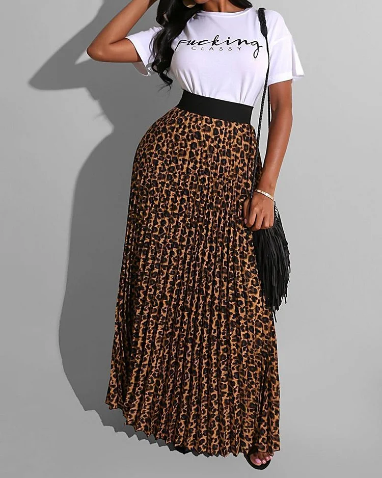 Two-piece Leopard Print Skirt Suit