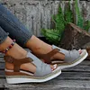 Gioiacombo&trade; Sandali con zeppa con fibbia stile romano da donna