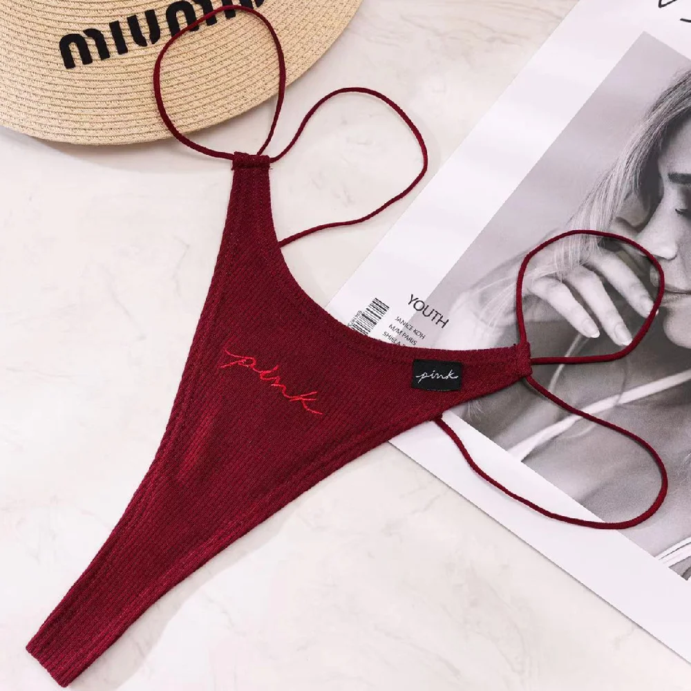 Athvotar Athvotar Cotton Strip Single With Sexy Thong Lady English Letter Logo Thong Trousers Women's Trousers