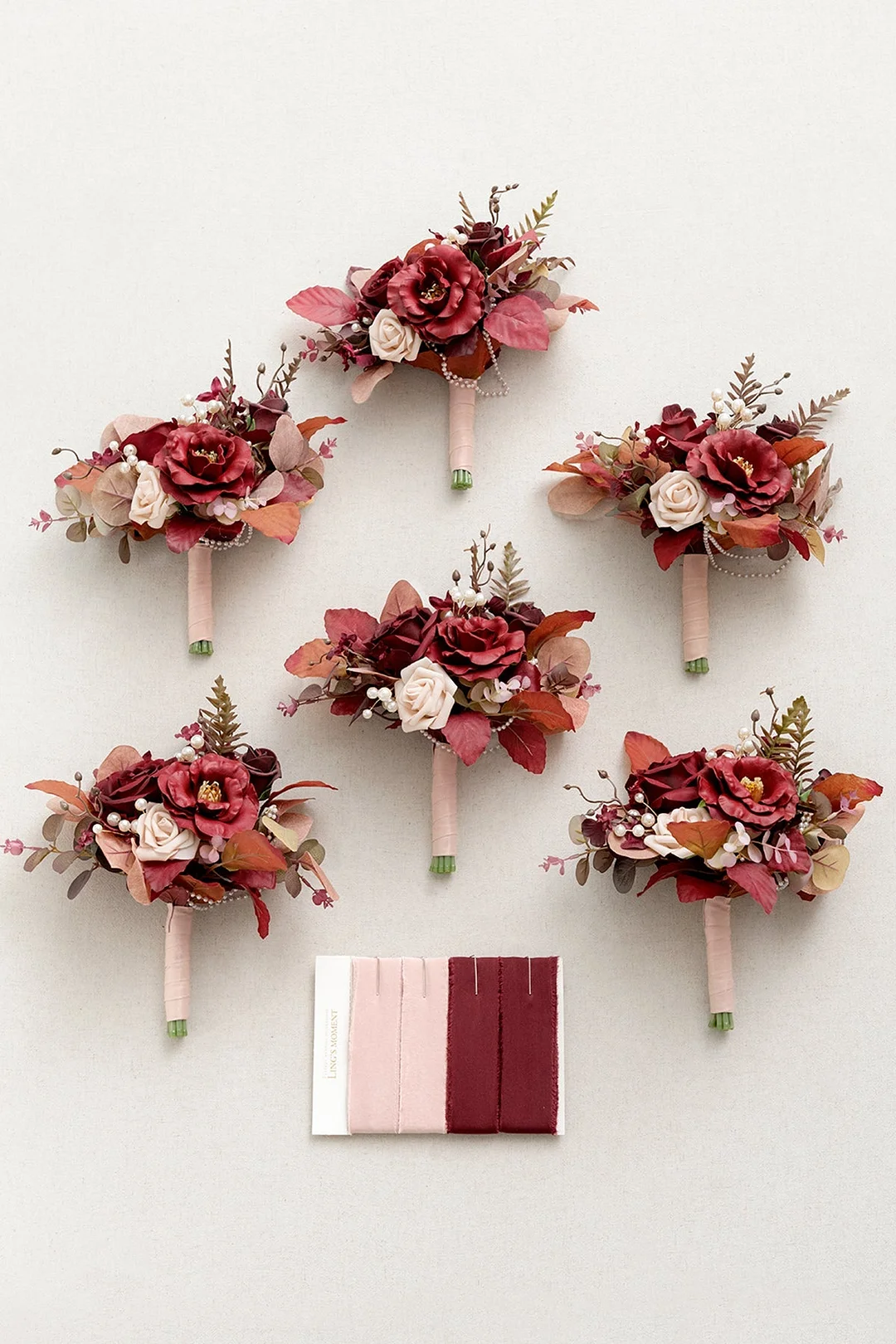 Bridesmaid Posy in Burgundy & Dusty Rose