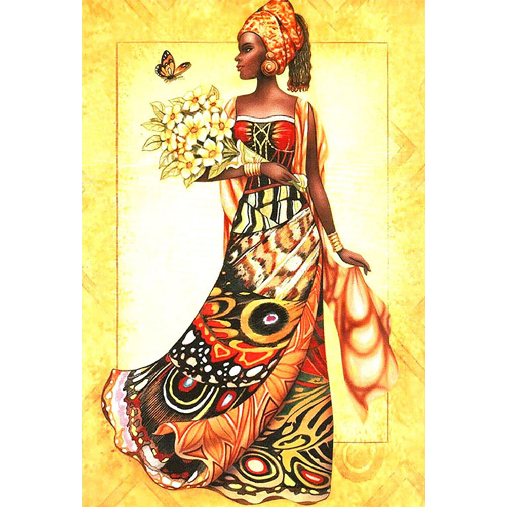 

30*45CM - Round Drill Diamond Painting - African Women, 501 Original