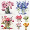 Flowers Full 18CT 2 Strands DIY Stamped Cross Stitch Kits for Beginners Adults Home Wall Decor Cross Stitch Art and Crafts Kits 25x25cm