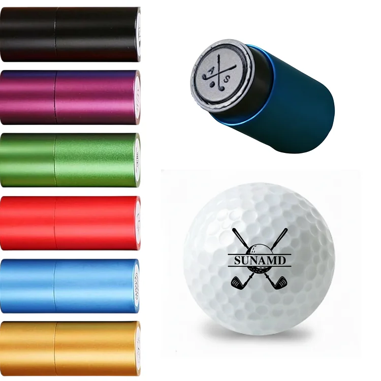 SUNAMD Custom Golf Ball Stamp, Personalized Golf Ball Marker Stamp, Waterproof Golf Ball Monogram Stamper with Name, Self-Inking, 6 Color Options, Reusable Golf Accessories Gifts for Dad Men Golfers