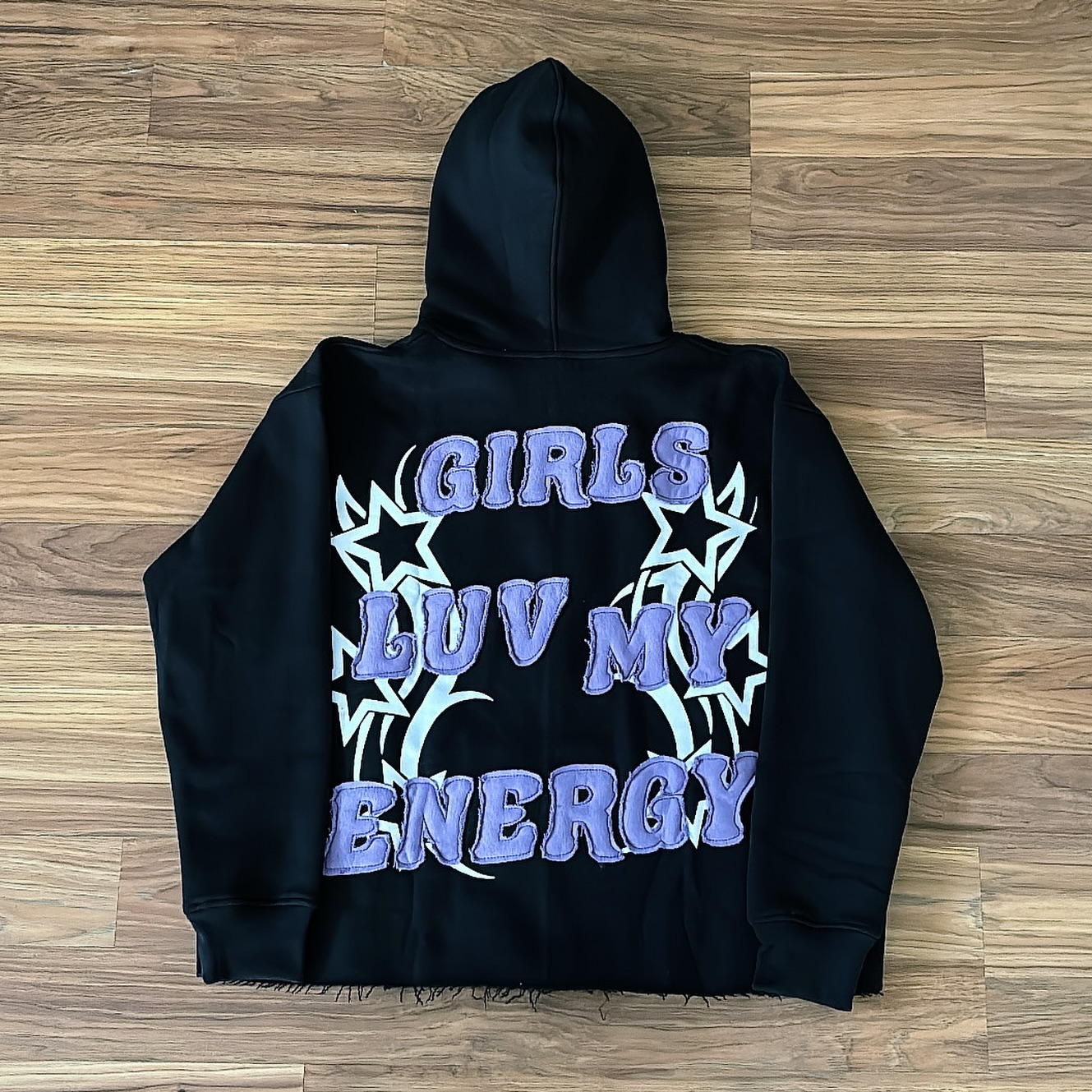 Vintage Applique Zip-Up Hoodie