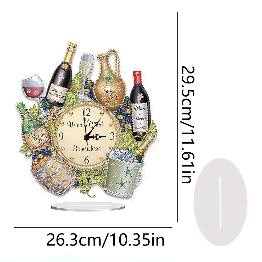 DIY Ice Bucket Wine Special Shape Acrylic Diamond Painting Clock Art Craft