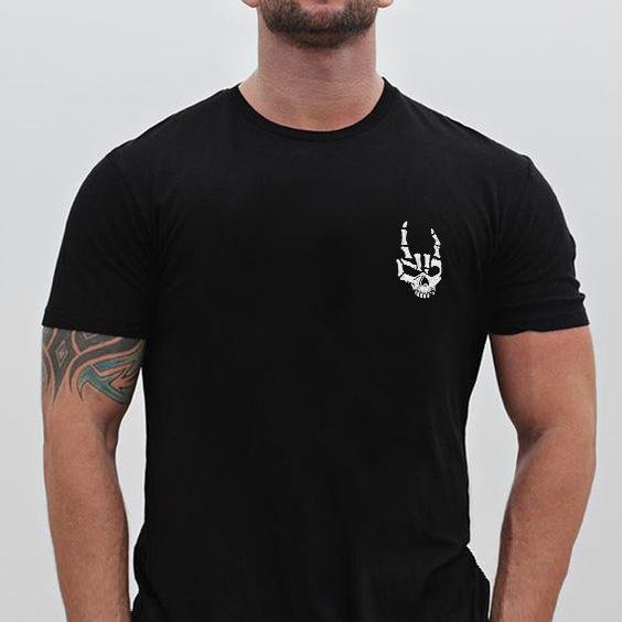 Designer skull bass print black T-shirt