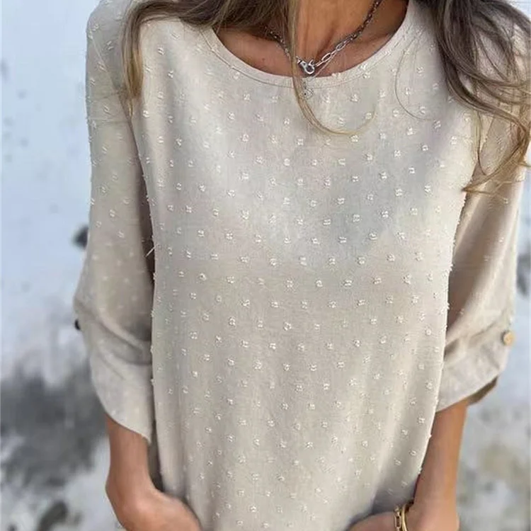 👚Women's Casual Round Neck Jacquard Top 