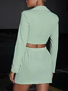 Stylish Sexy Buttoned Top High Waist Short Skirt Two-Piece Suits