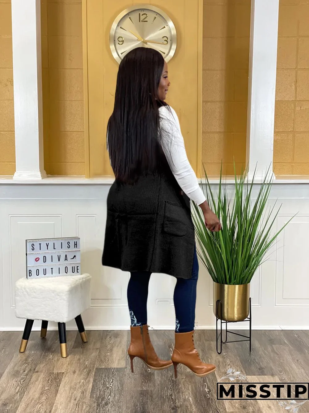 Solid Color Sleeveless knit Sweater Vest Cardigan