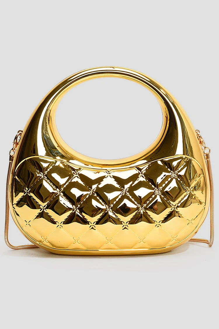 Casual Gold Metallic Finish Acrylic Handbag Crossbody Bag 2024 - Xpluswear