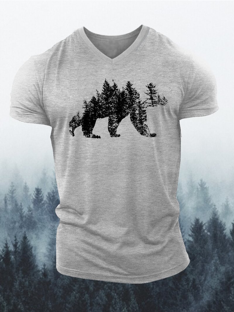 Bear Graphic Men's V-Neck T-Shirt in  mildstyles