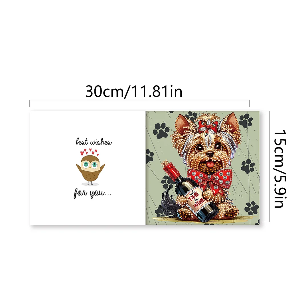 6Pcs Wine Dog DIY Diamond Painting Card for Friends Family Gift