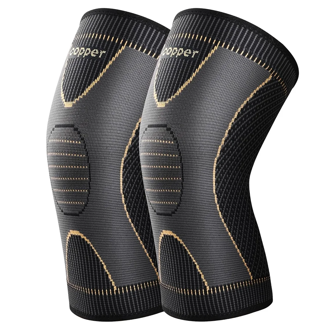 2 Pack Sports Protection Copper Knee Braces for Knee Pain Compression Sleeve